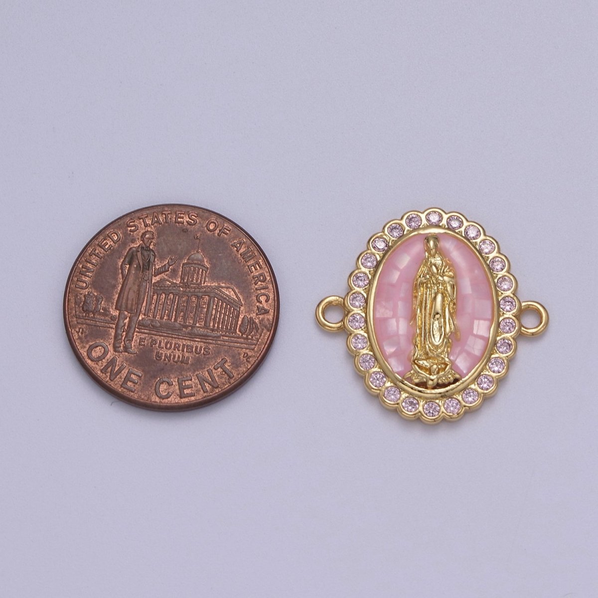 24k Gold Filled Micro Pave Lady Guadalupe Charm Connector, CZ Pave Virgin Mary Charm For Necklace, Bracelet Jewelry Making Y-460 - Y-469