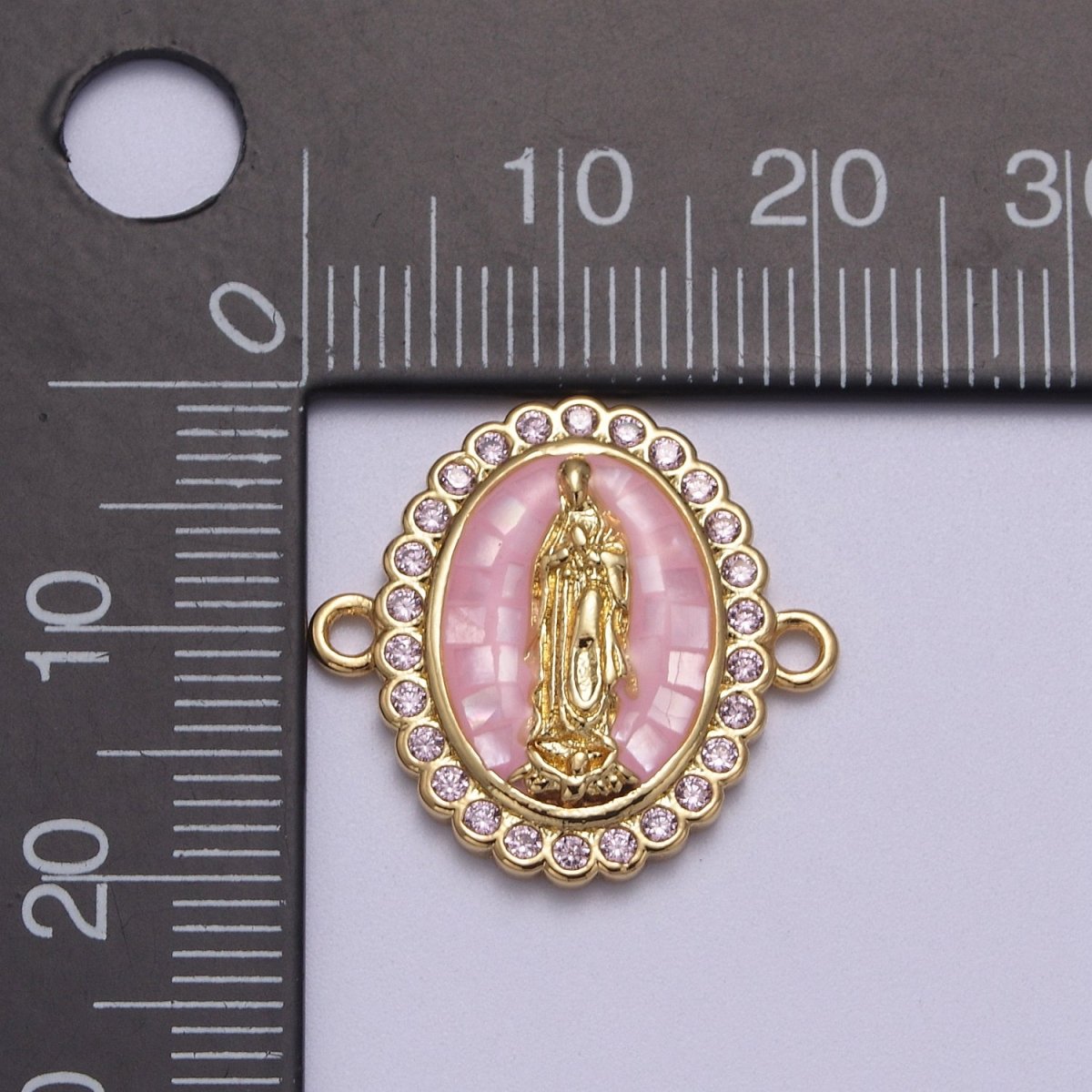 24k Gold Filled Micro Pave Lady Guadalupe Charm Connector, CZ Pave Virgin Mary Charm For Necklace, Bracelet Jewelry Making Y-460 - Y-469