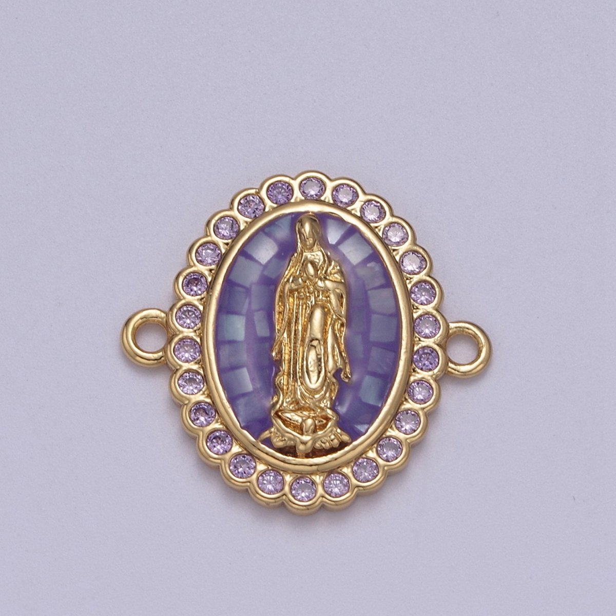 24k Gold Filled Micro Pave Lady Guadalupe Charm Connector, CZ Pave Virgin Mary Charm For Necklace, Bracelet Jewelry Making Y-460 - Y-469