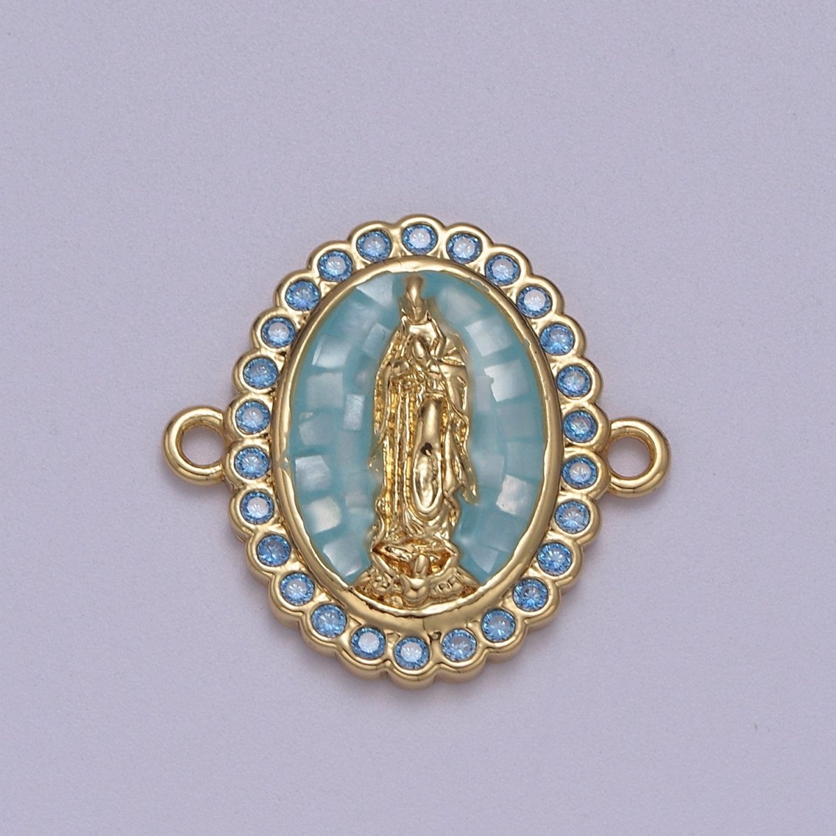24k Gold Filled Micro Pave Lady Guadalupe Charm Connector, CZ Pave Virgin Mary Charm For Necklace, Bracelet Jewelry Making Y-460 - Y-469