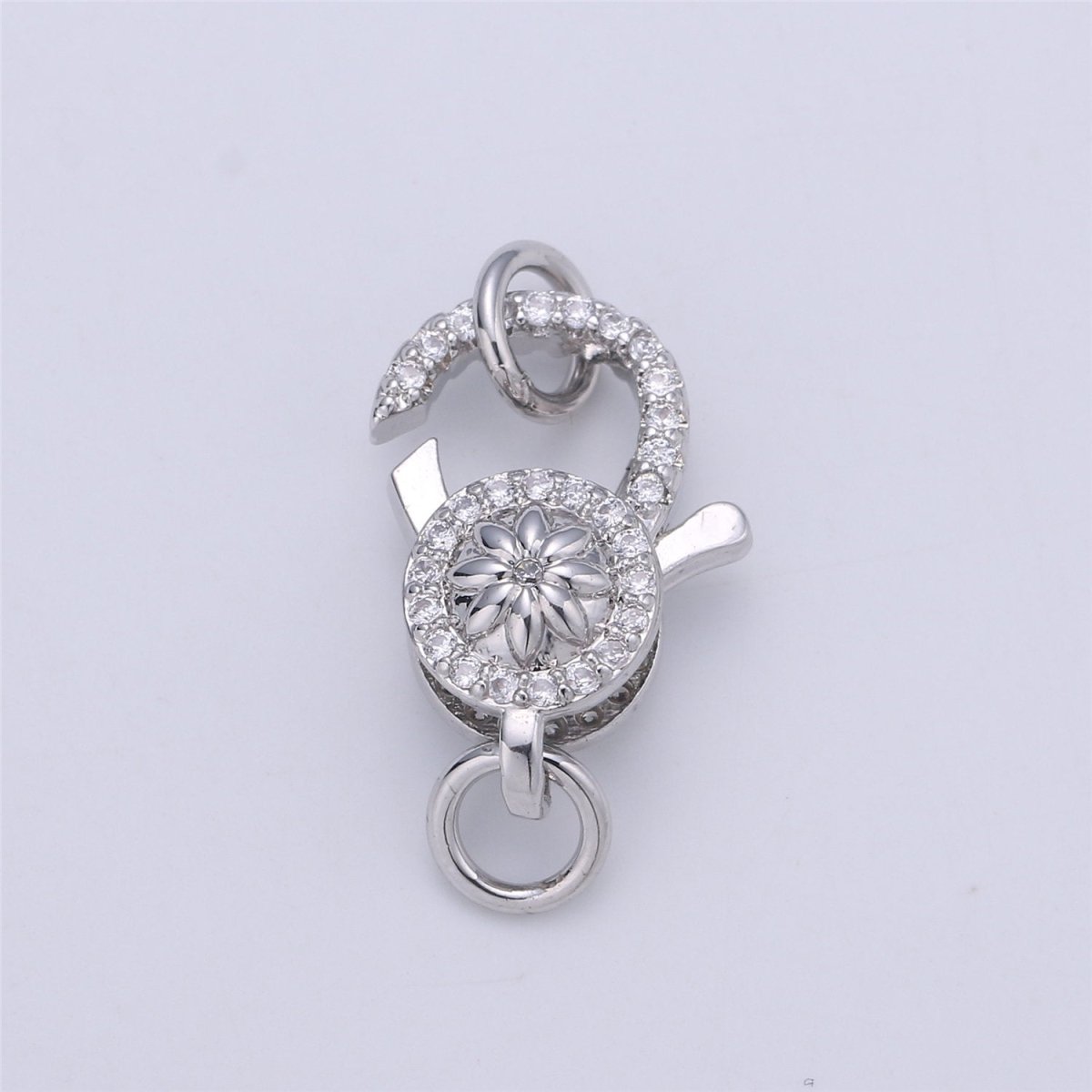 24k Gold Filled Micro Pave Lobster Clasp with Star Flower size 24mm K-351