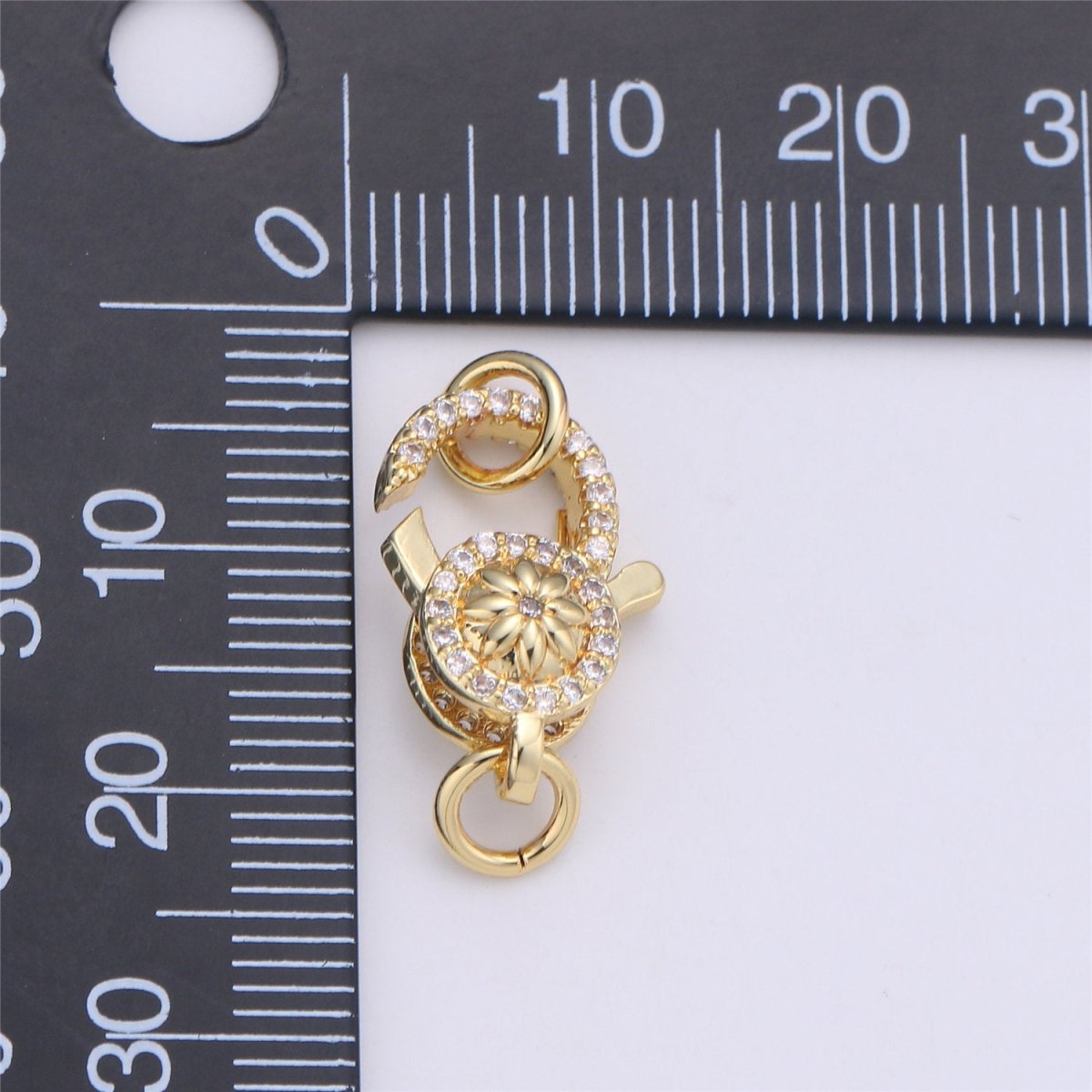24k Gold Filled Micro Pave Lobster Clasp with Star Flower size 24mm K-351
