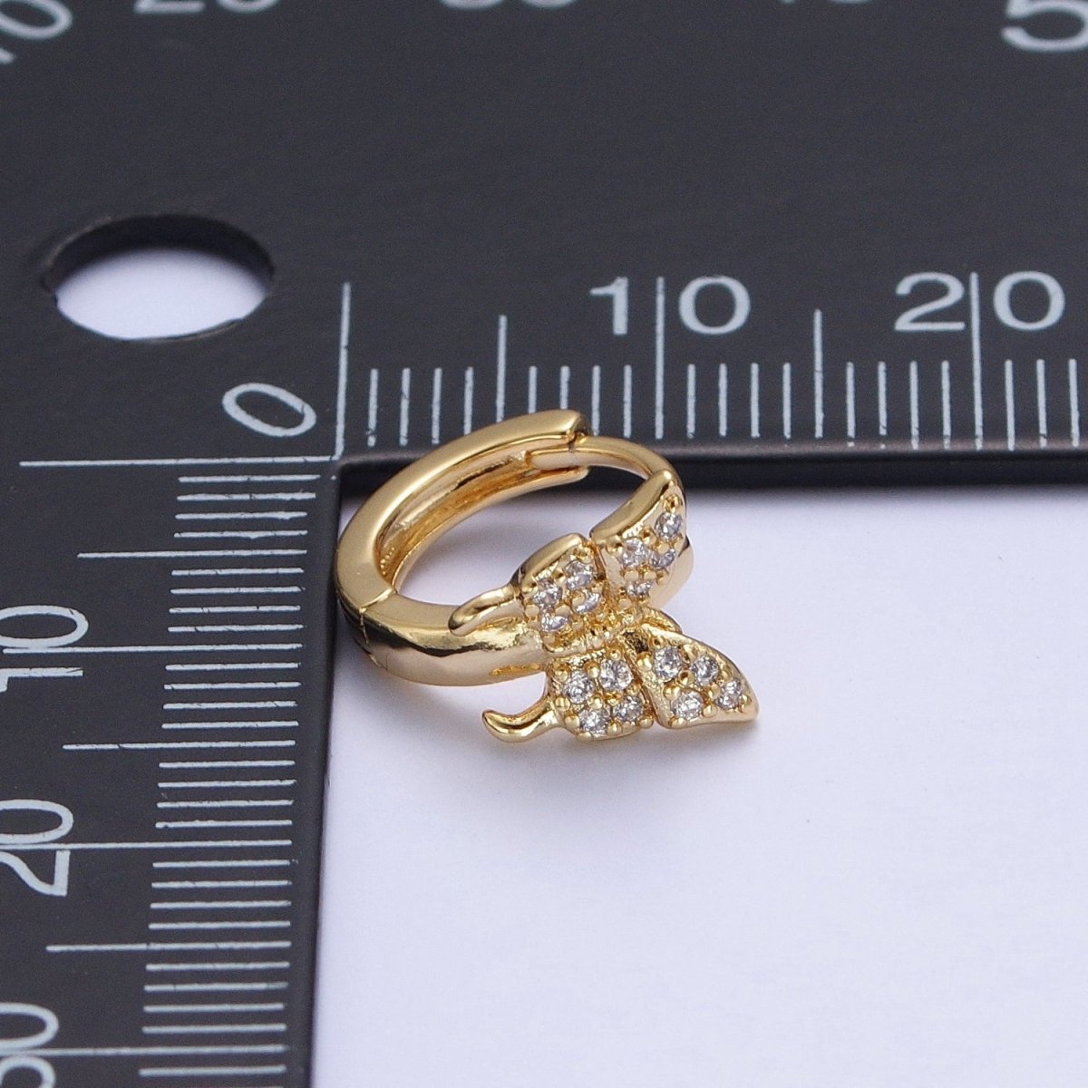 OS 24K Gold Filled Micro Pave Mariposa Butterfly Huggie Hoop Earrings T-105