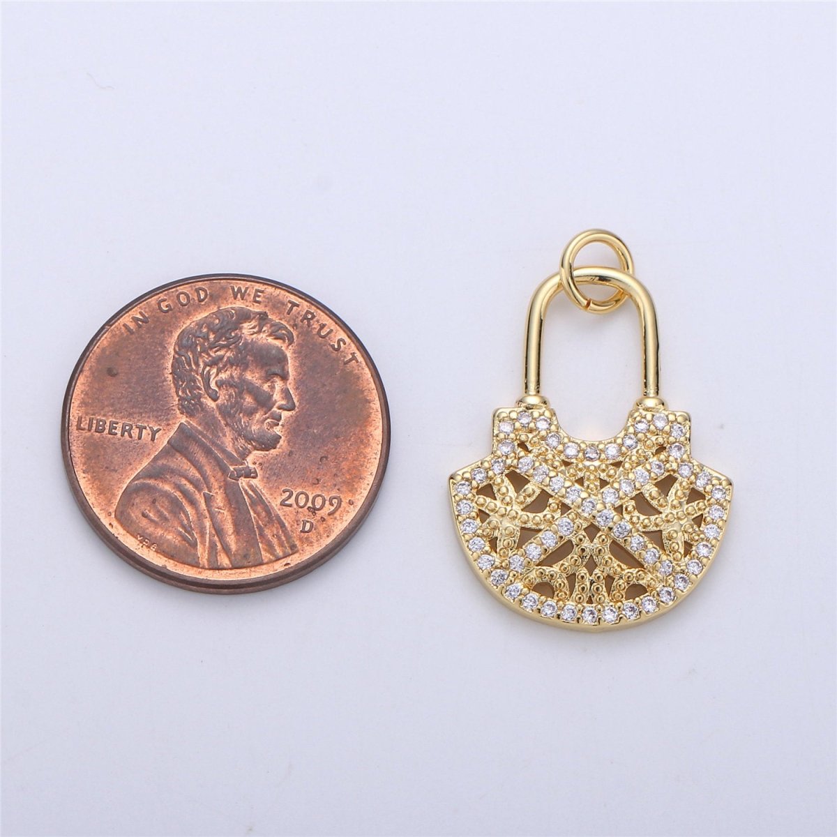 24k Gold Filled Micro Pave padlock charm for Jewelry making, Minimalist, Unique lock charm for Bracelet Necklace Earring Component I-566
