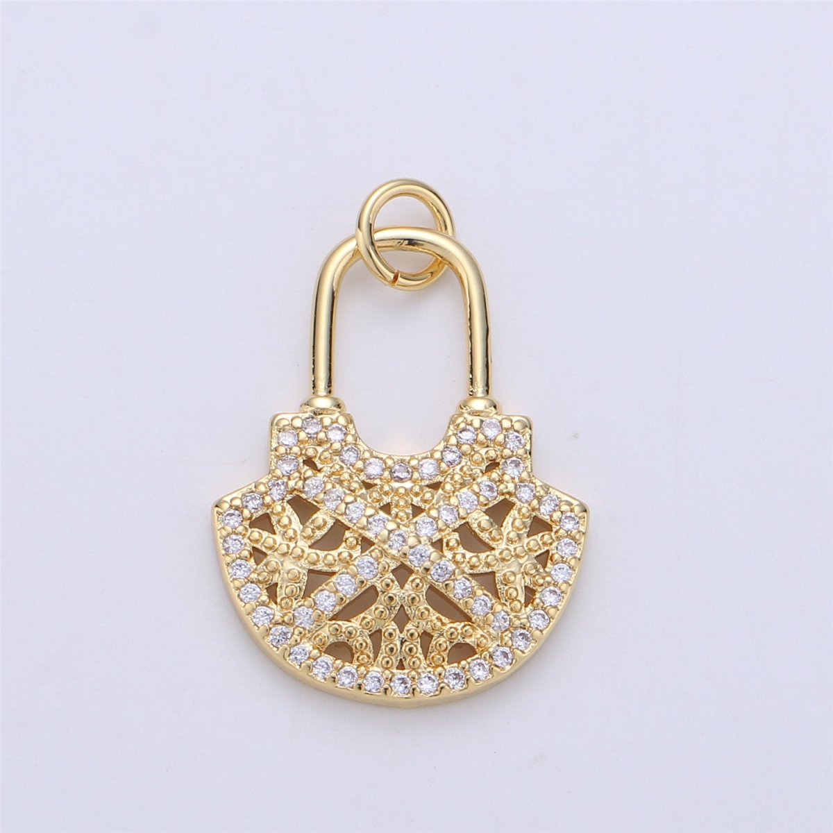 24k Gold Filled Micro Pave padlock charm for Jewelry making, Minimalist, Unique lock charm for Bracelet Necklace Earring Component I-566
