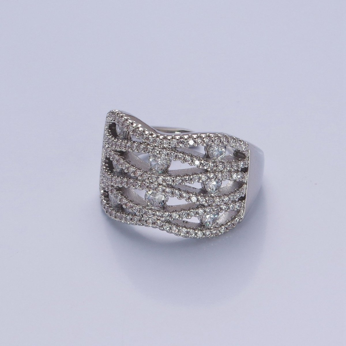 24K Gold Filled Micro Pave Signet Ring, Cubic Zirconia CZ Statement Ring in Silver & Gold O-2266 O-2267