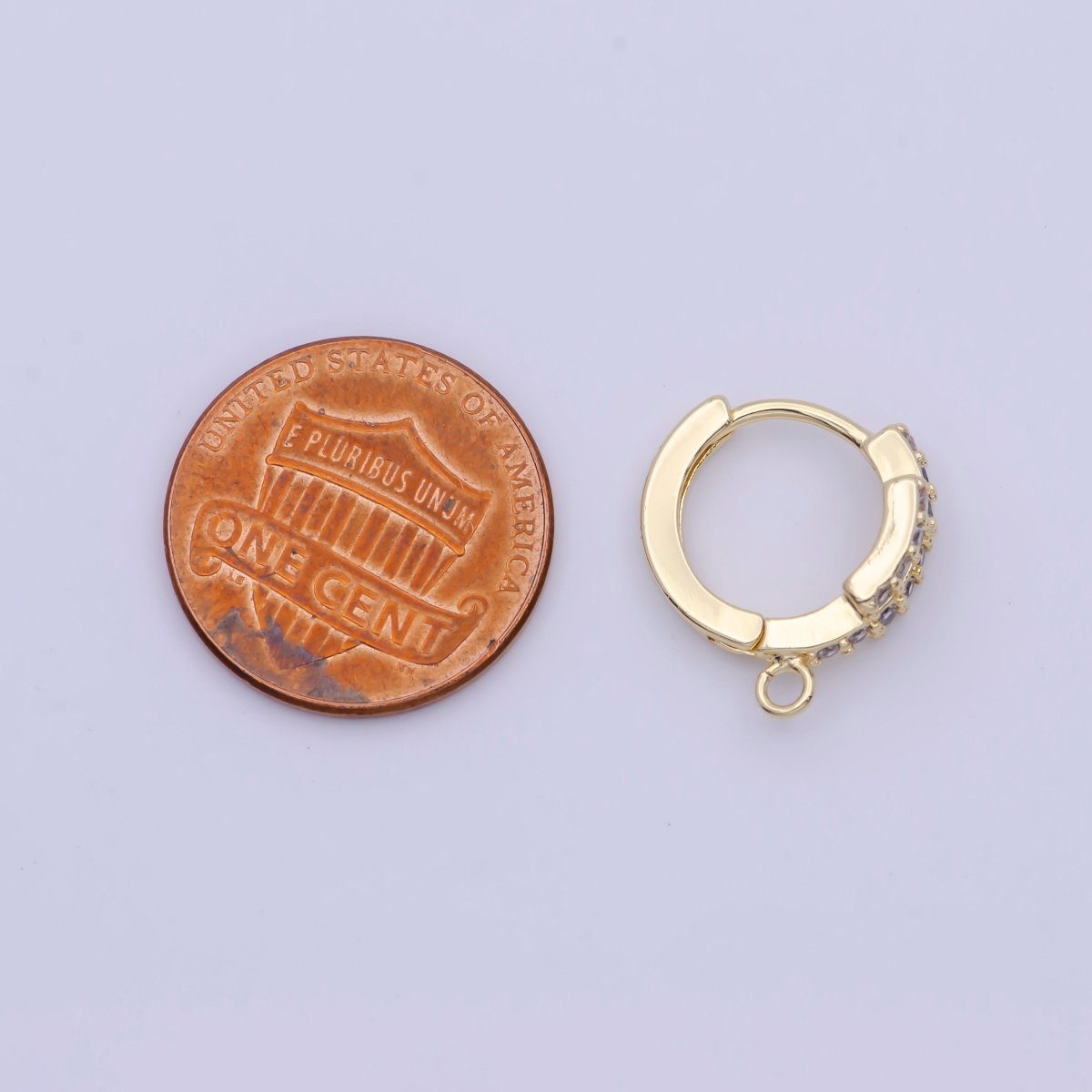 24K Gold Filled Micro Paved Cubic Zirconia Rectangle Huggie Hoop Earrings Findings L-908 - DLUXCA