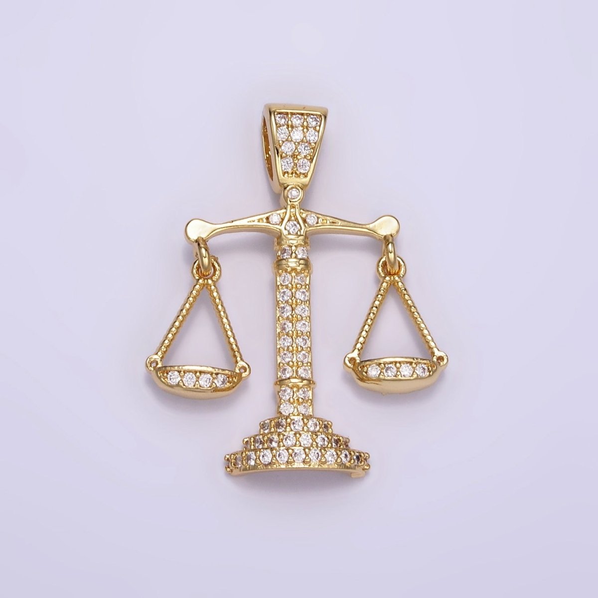 24K Gold Filled Micro Paved CZ Balance Scale of Justice Pendant | AA071 - DLUXCA