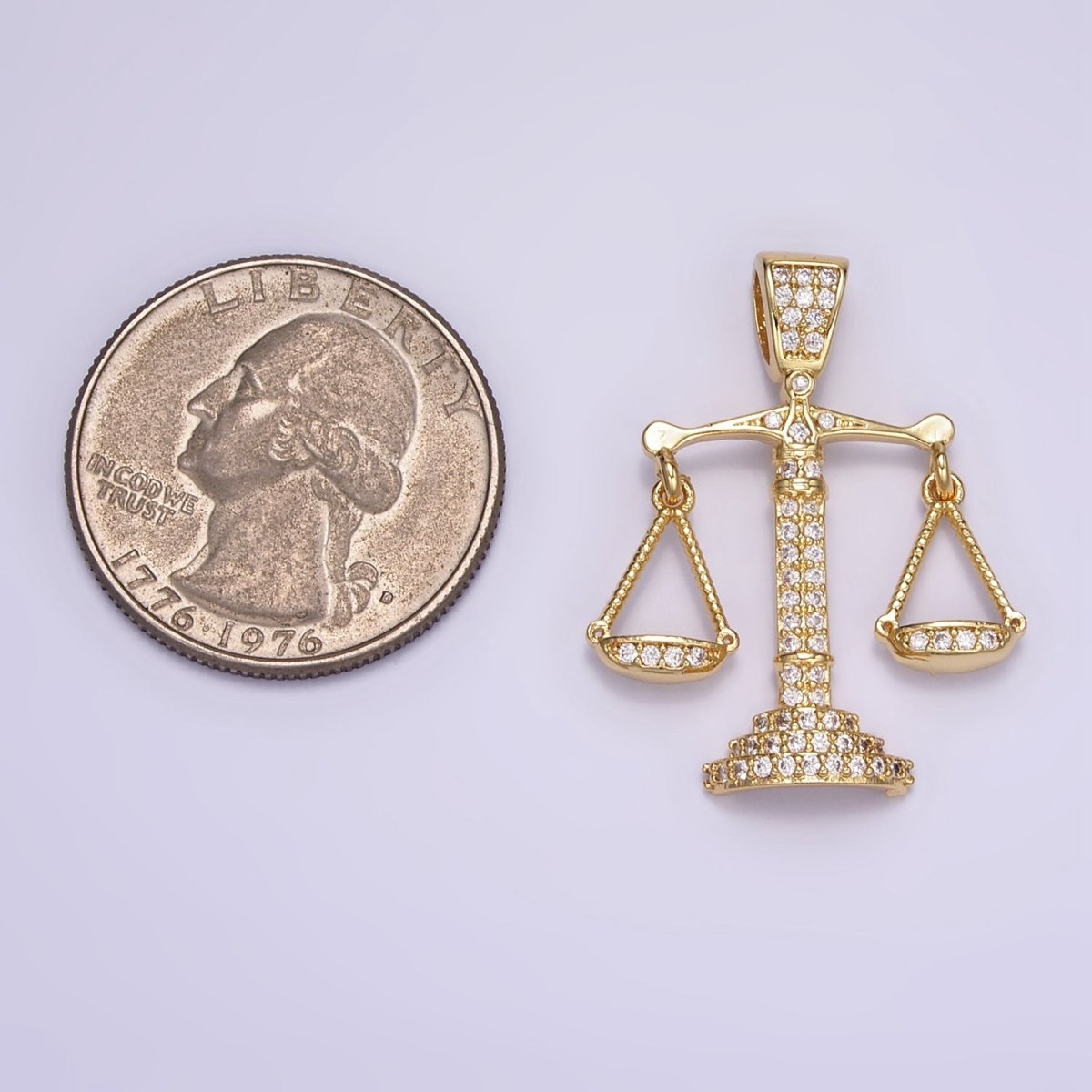 24K Gold Filled Micro Paved CZ Balance Scale of Justice Pendant | AA071 - DLUXCA