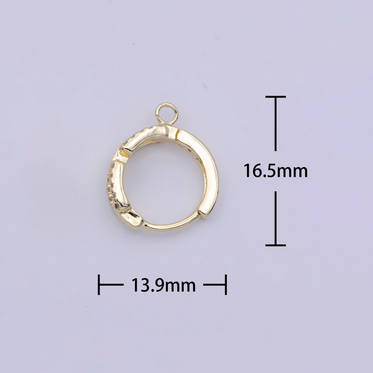 24K Gold Filled Micro Paved CZ Cable Link Open Loop Huggie Earrings Supply L-907 - DLUXCA