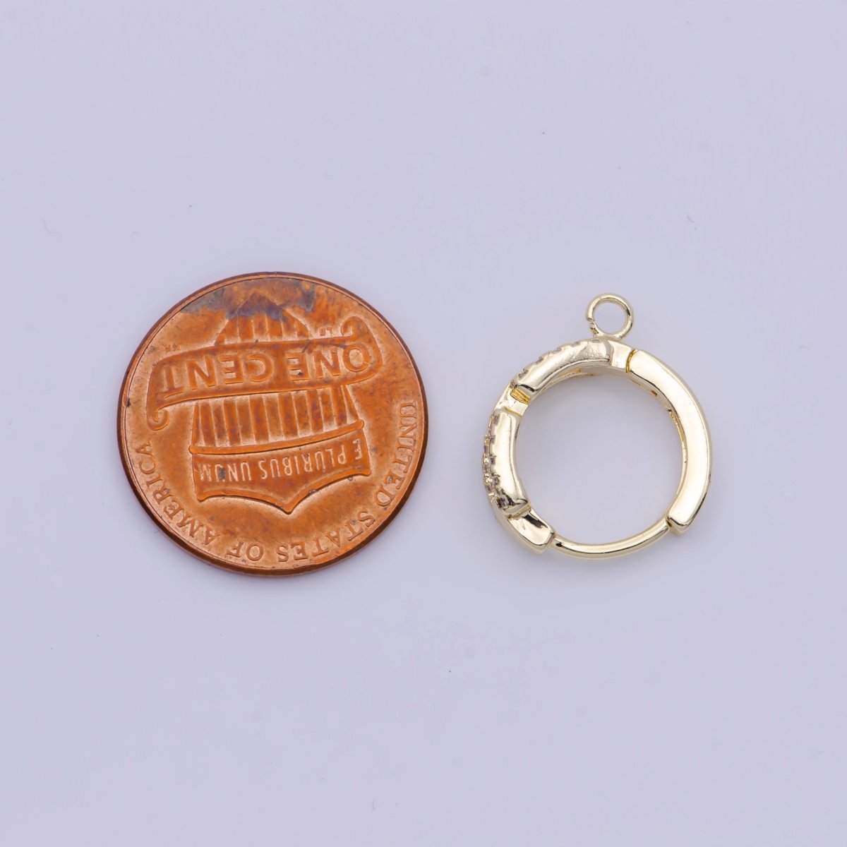 24K Gold Filled Micro Paved CZ Cable Link Open Loop Huggie Earrings Supply L-907 - DLUXCA