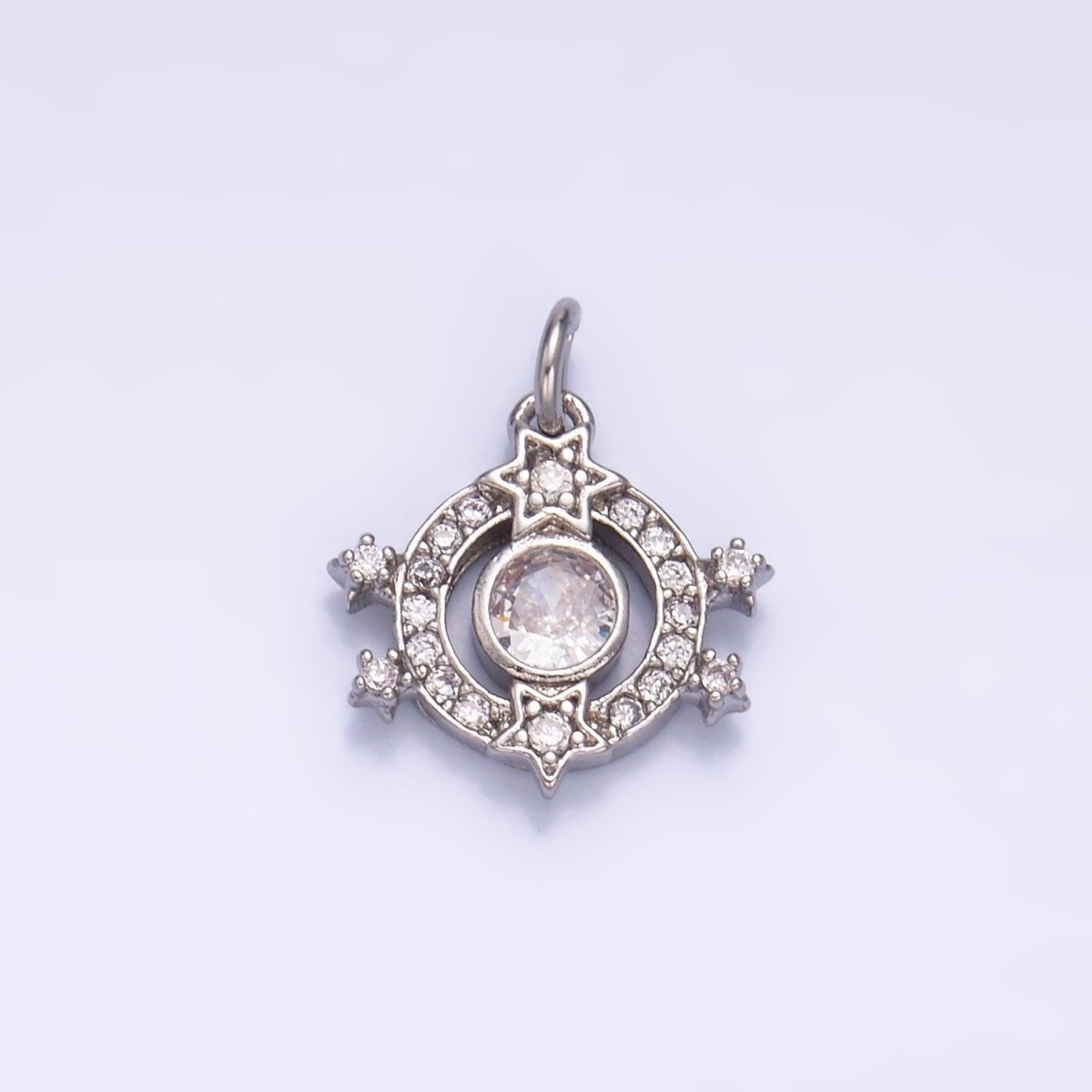 24K Gold Filled Micro Paved CZ Celestial Star Charm in Gold & Silver | W868