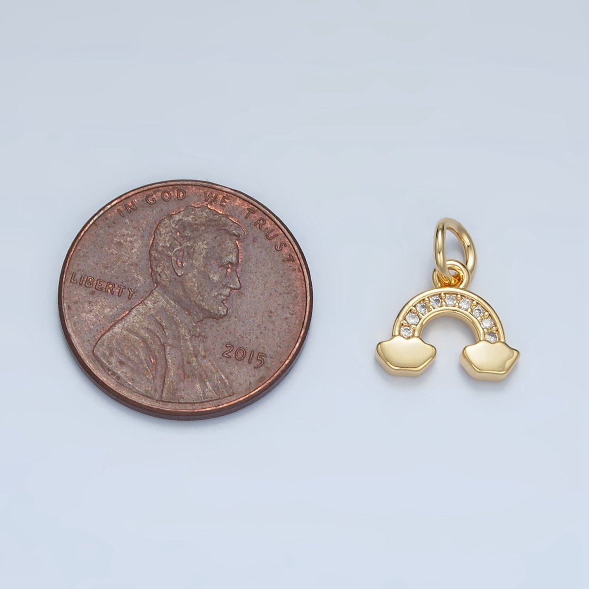 24K Gold Filled Micro Paved CZ Cloudy Rainbow Charm | E850 - DLUXCA