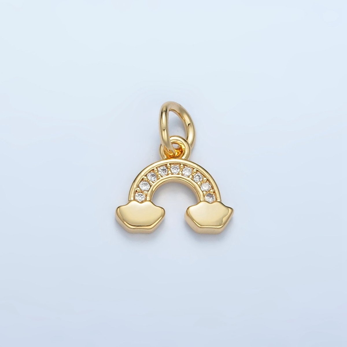 24K Gold Filled Micro Paved CZ Cloudy Rainbow Charm | E850 - DLUXCA