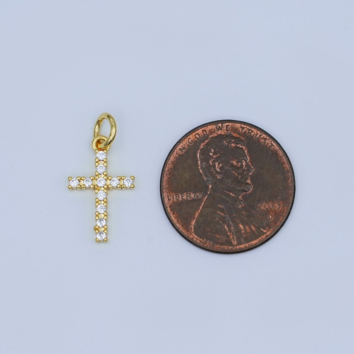 24K Gold Filled Micro Paved CZ Cross Mini Charm | AF544 - DLUXCA
