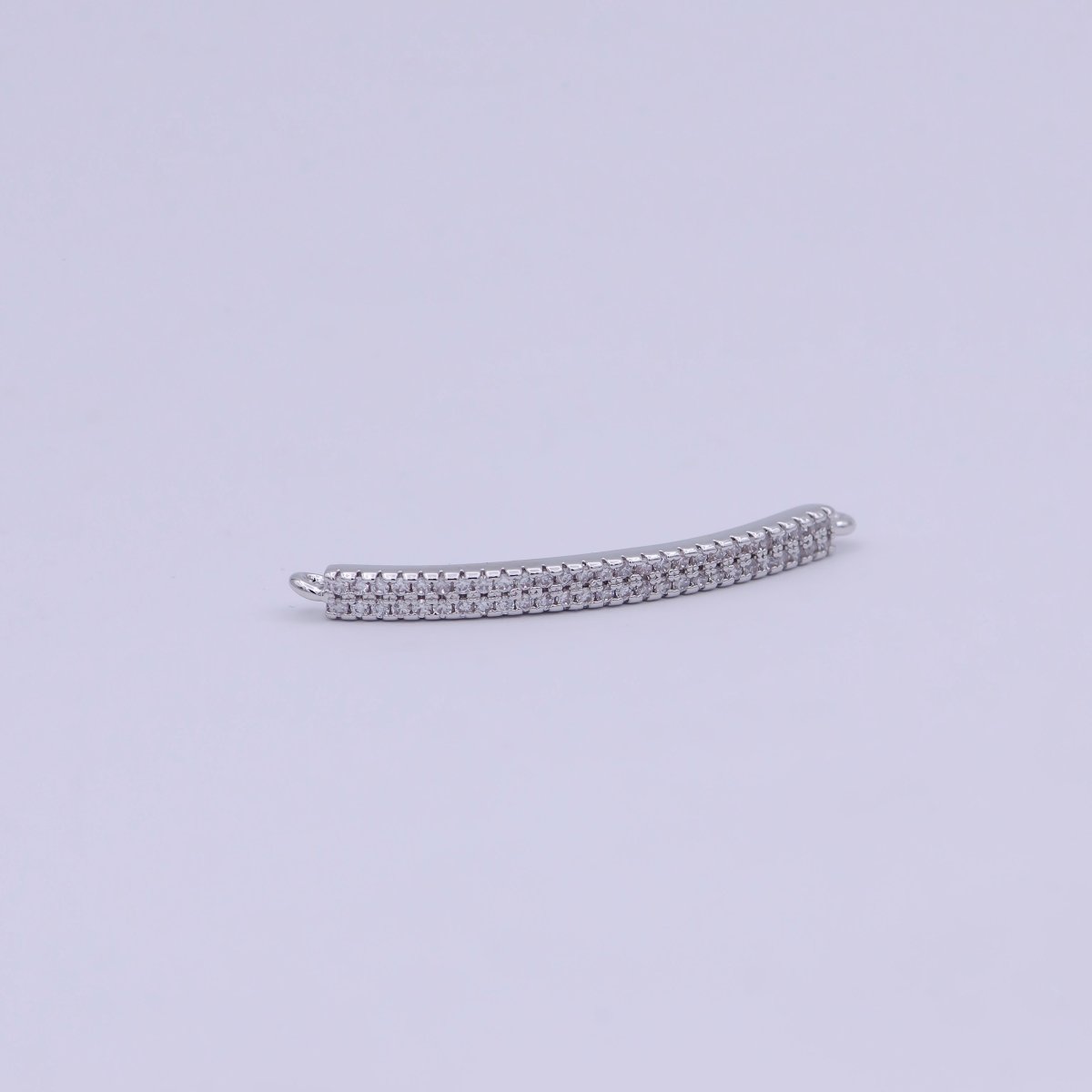 24K Gold Filled Micro Paved CZ Curved Bar Connector in Gold & Silver | F-674 F-675