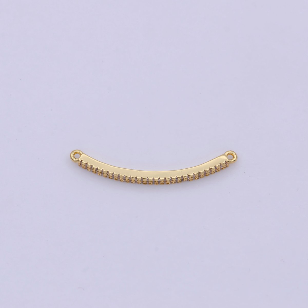 24K Gold Filled Micro Paved CZ Curved Bar Connector in Gold & Silver | F-674 F-675
