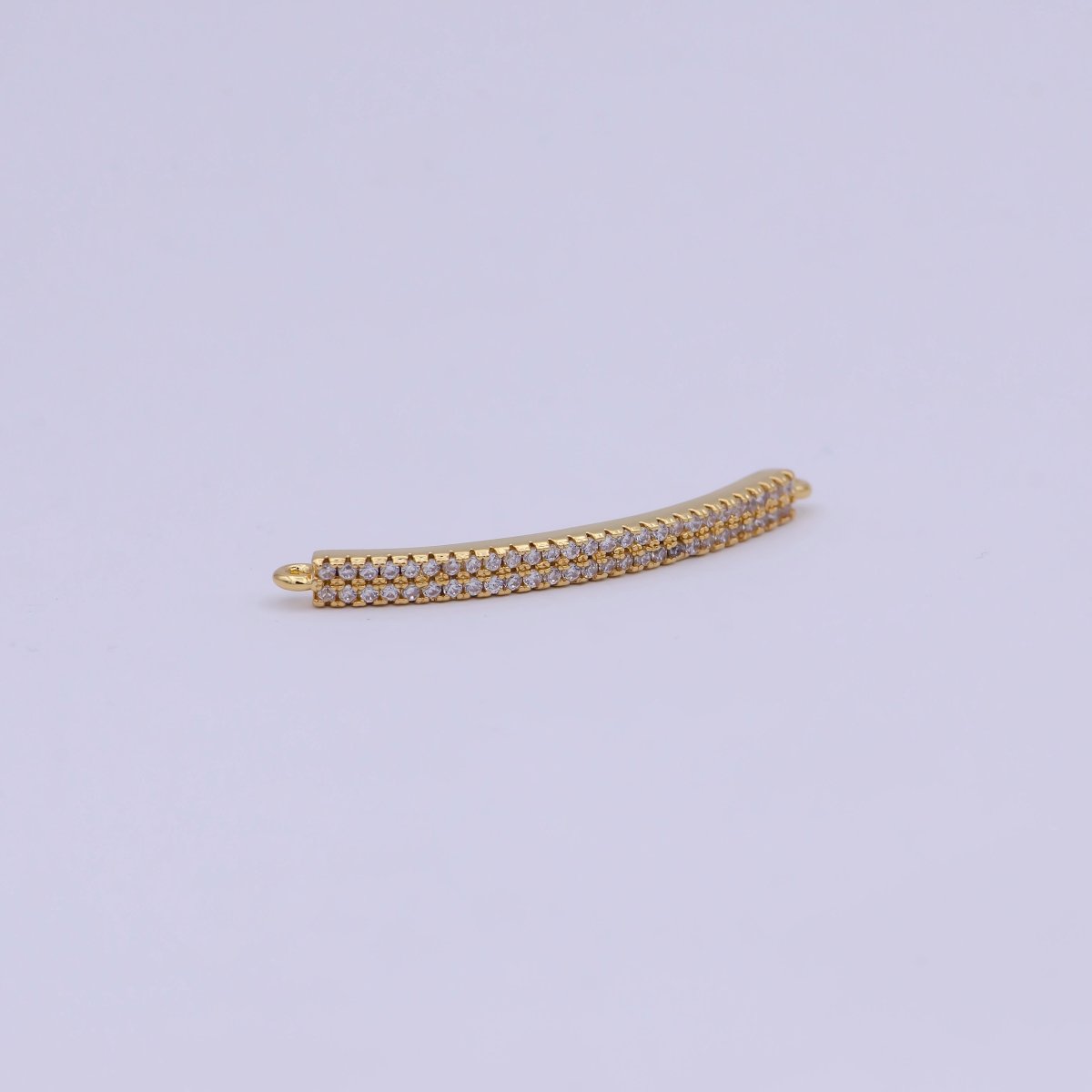 24K Gold Filled Micro Paved CZ Curved Bar Connector in Gold & Silver | F-674 F-675