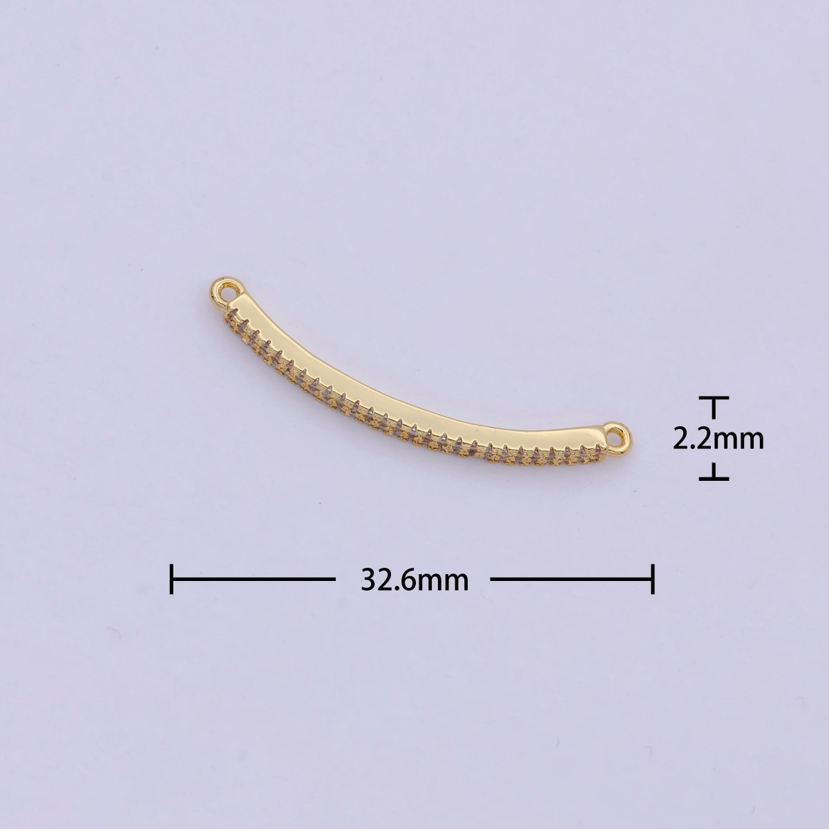 24K Gold Filled Micro Paved CZ Curved Bar Connector in Gold & Silver | F-674 F-675