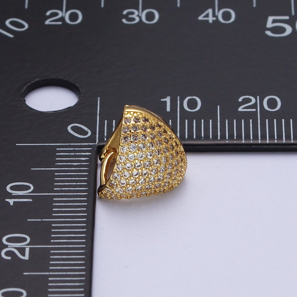 24K Gold Filled Micro Paved CZ Dome Triangle Huggie Earrings in Gold & Silver | AD-279