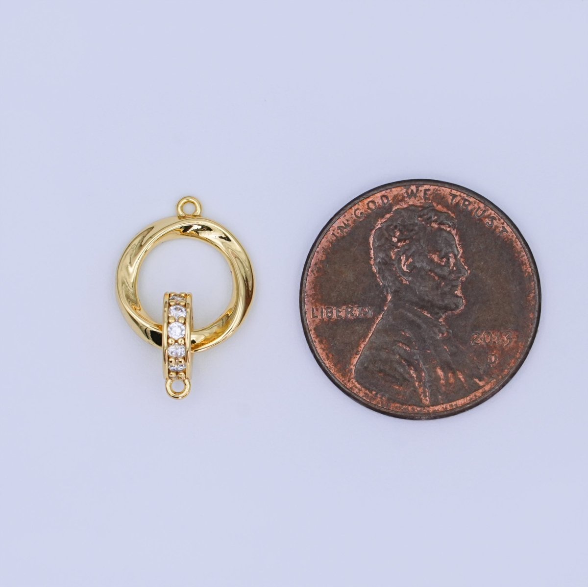 24K Gold Filled Micro Paved CZ Double Round Link Connector | Y027 - DLUXCA