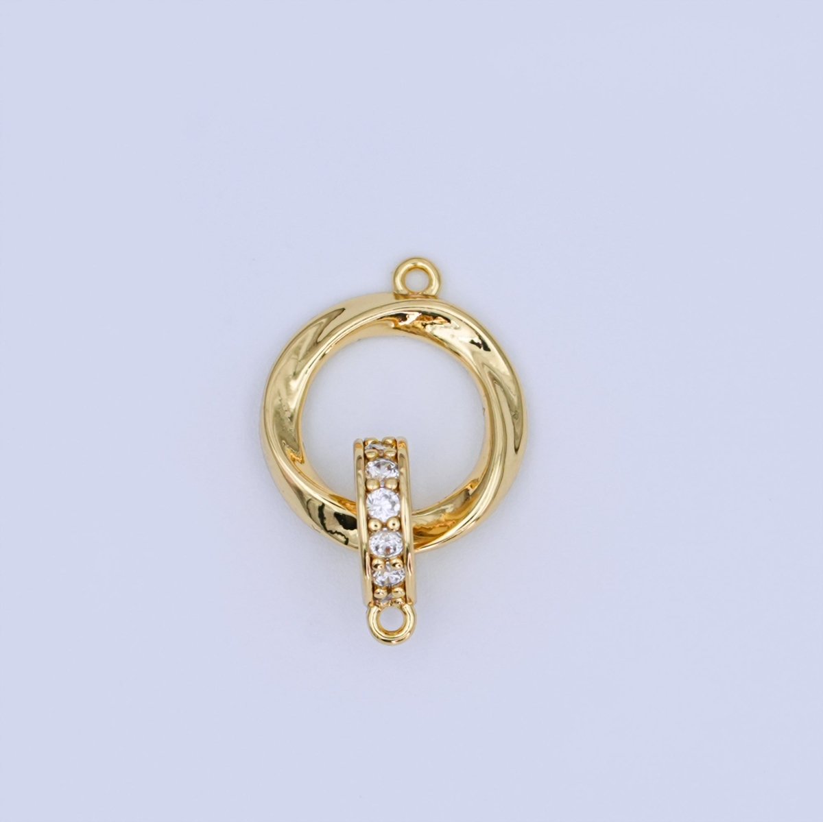 24K Gold Filled Micro Paved CZ Double Round Link Connector | Y027 - DLUXCA