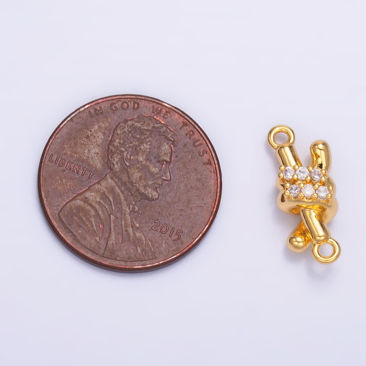 24K Gold Filled Micro Paved CZ Double Tube Bar Knot Connector in Gold & Silver | Y005