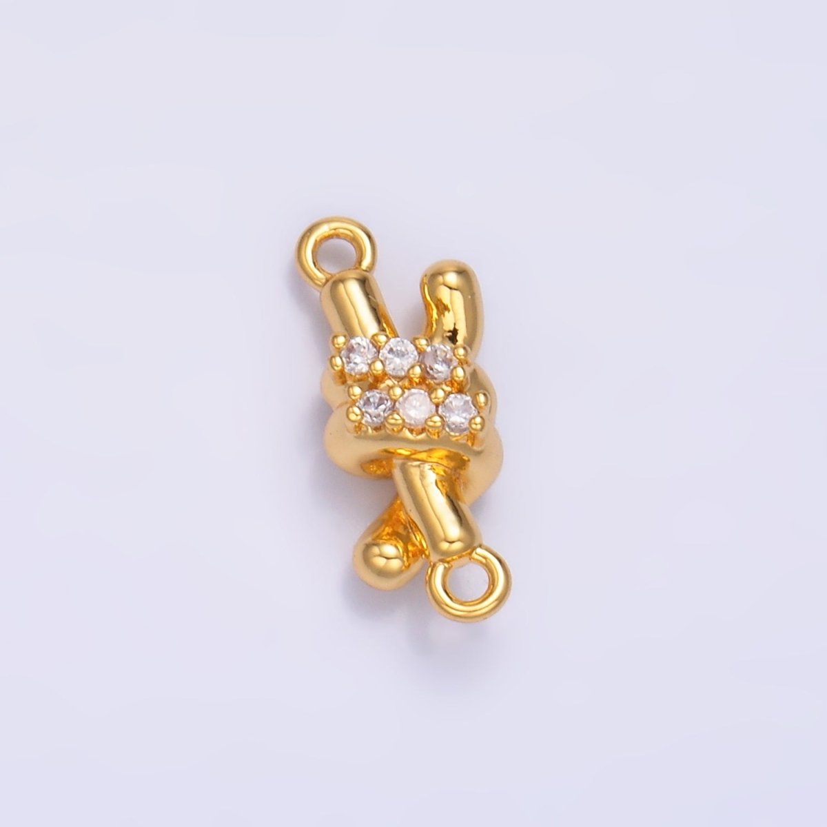 24K Gold Filled Micro Paved CZ Double Tube Bar Knot Connector in Gold & Silver | Y005