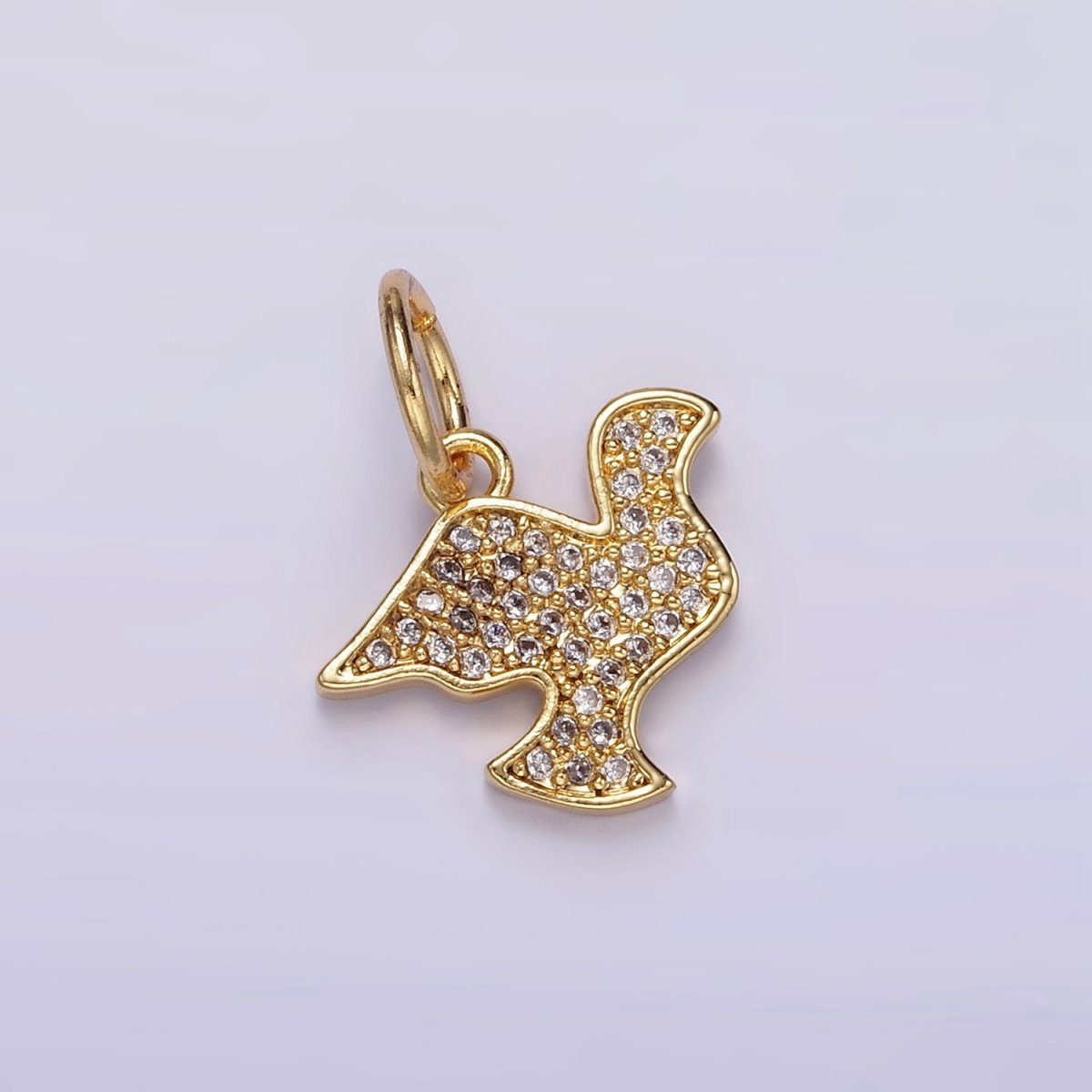 24K Gold Filled Micro Paved CZ Dove Bird Charm | D606 - DLUXCA