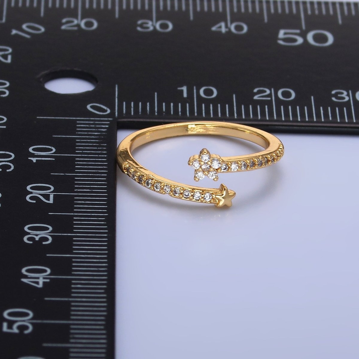 24K Gold Filled Micro Paved CZ Flower Celestial Star Claw Ring | O825 - DLUXCA