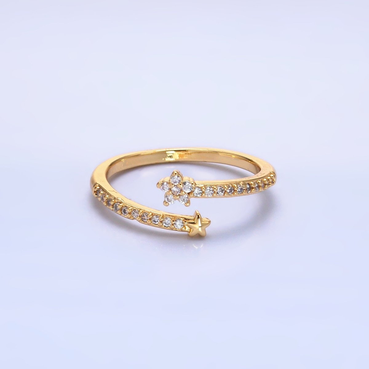 24K Gold Filled Micro Paved CZ Flower Celestial Star Claw Ring | O825 - DLUXCA