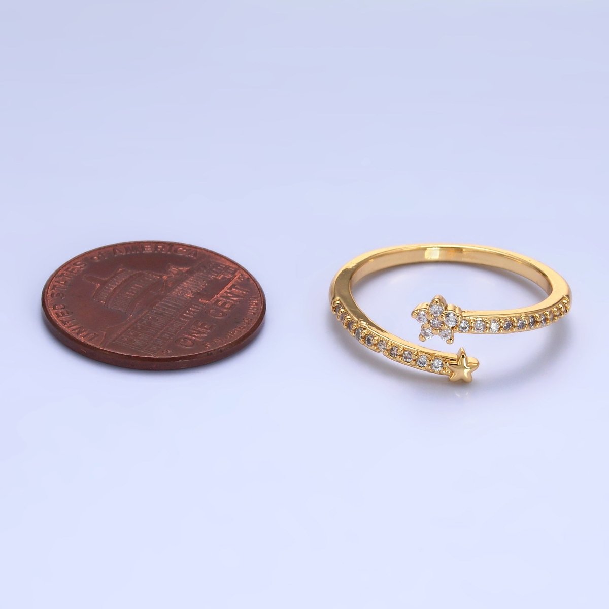 24K Gold Filled Micro Paved CZ Flower Celestial Star Claw Ring | O825 - DLUXCA