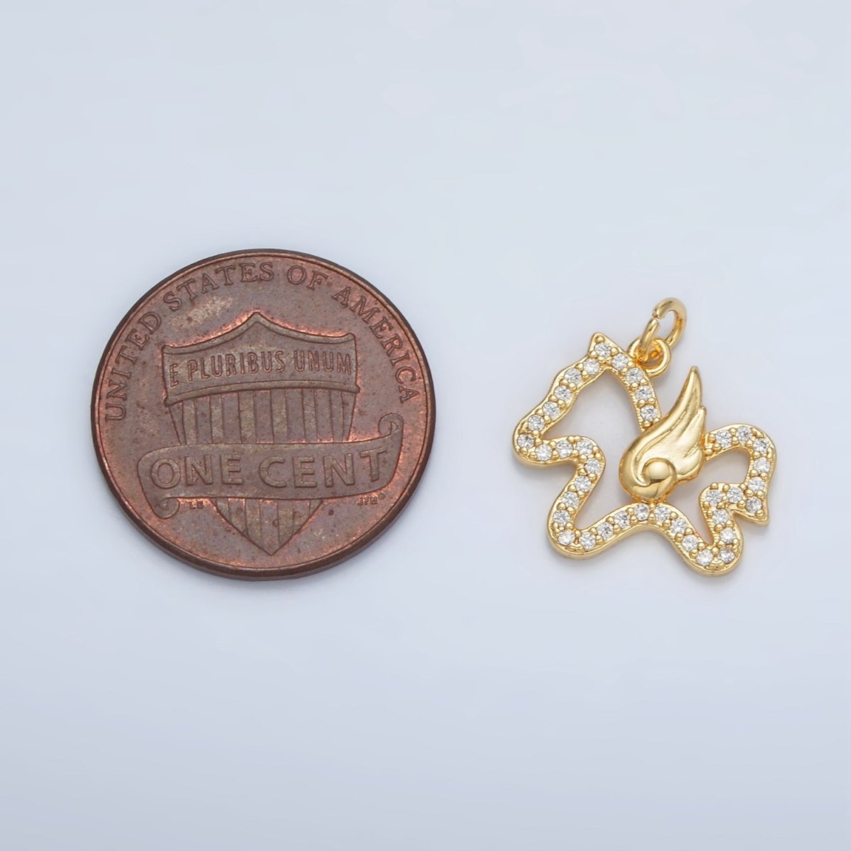 24K Gold Filled Micro Paved CZ Flying Pegasus Open Charm | AC106 - DLUXCA