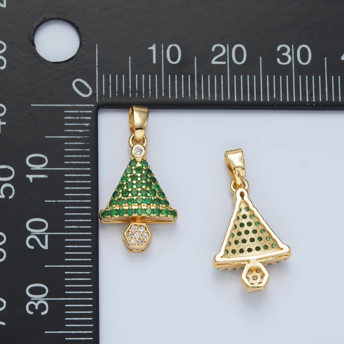 24K Gold Filled Micro Paved CZ Geometric Tree Pendant | AA888 - DLUXCA