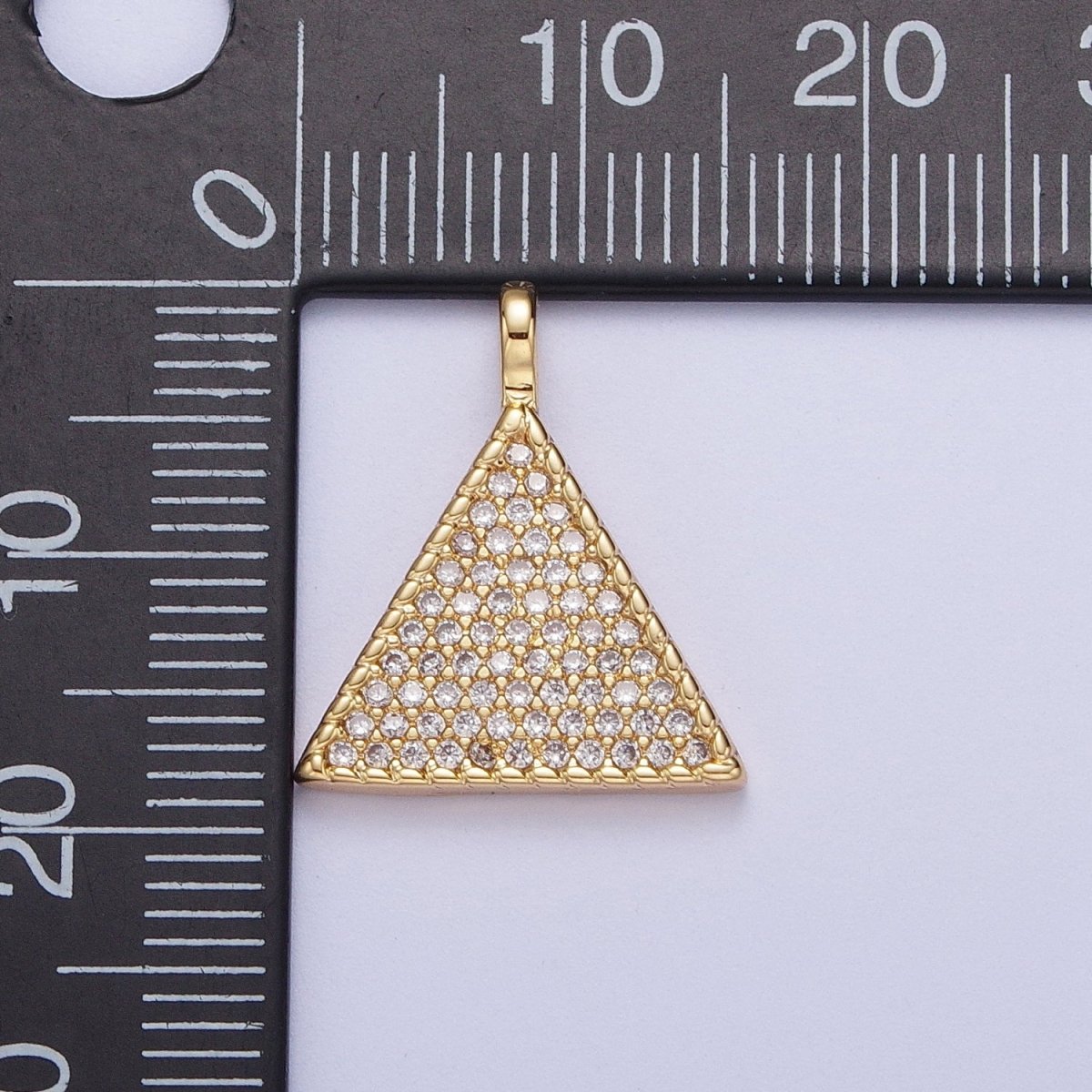 24K Gold Filled Micro Paved CZ Geometric Triangle Pendant For Jewelry Making H-435 - DLUXCA