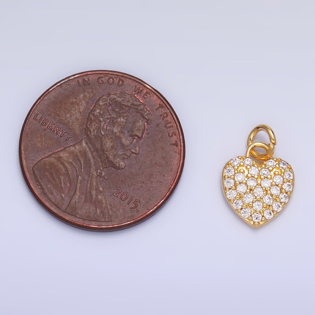24K Gold Filled Micro Paved CZ Heart Charm in Gold & Silver | W831