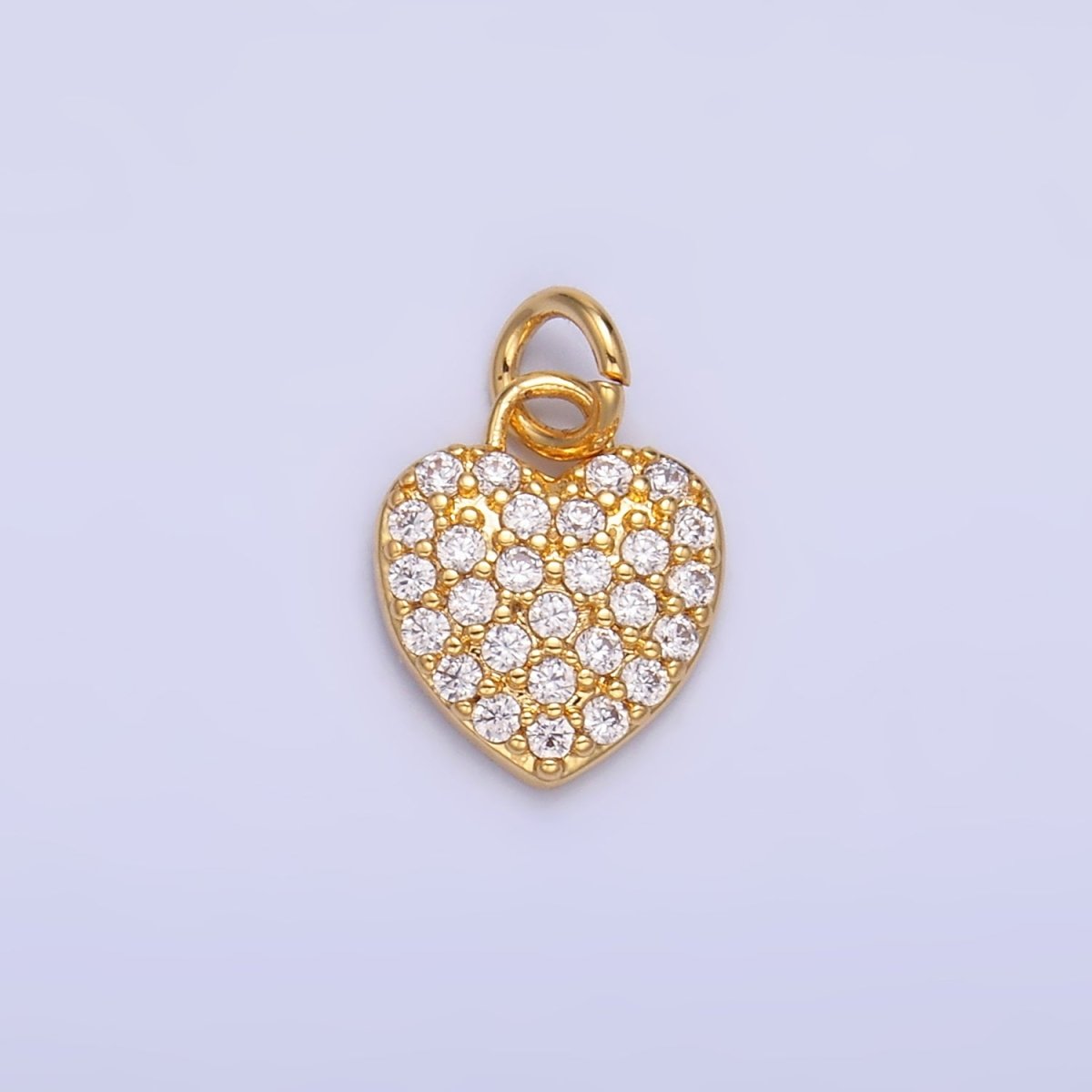 24K Gold Filled Micro Paved CZ Heart Charm in Gold & Silver | W831