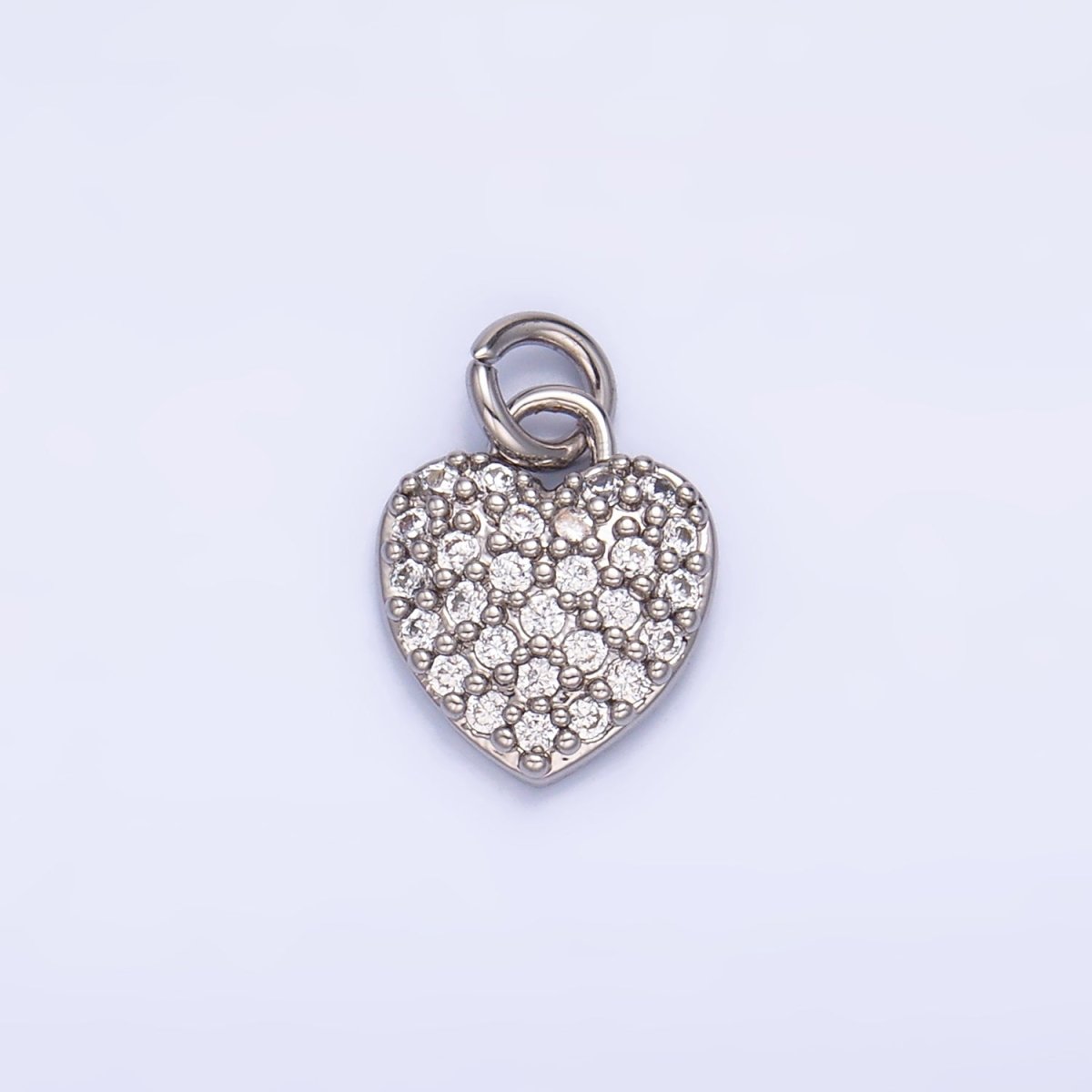 24K Gold Filled Micro Paved CZ Heart Charm in Gold & Silver | W831