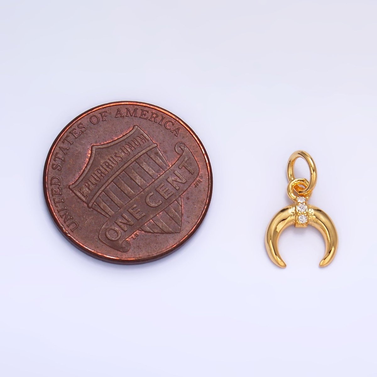 24K Gold Filled Micro Paved CZ Horn Tusk Charm | W319 - DLUXCA