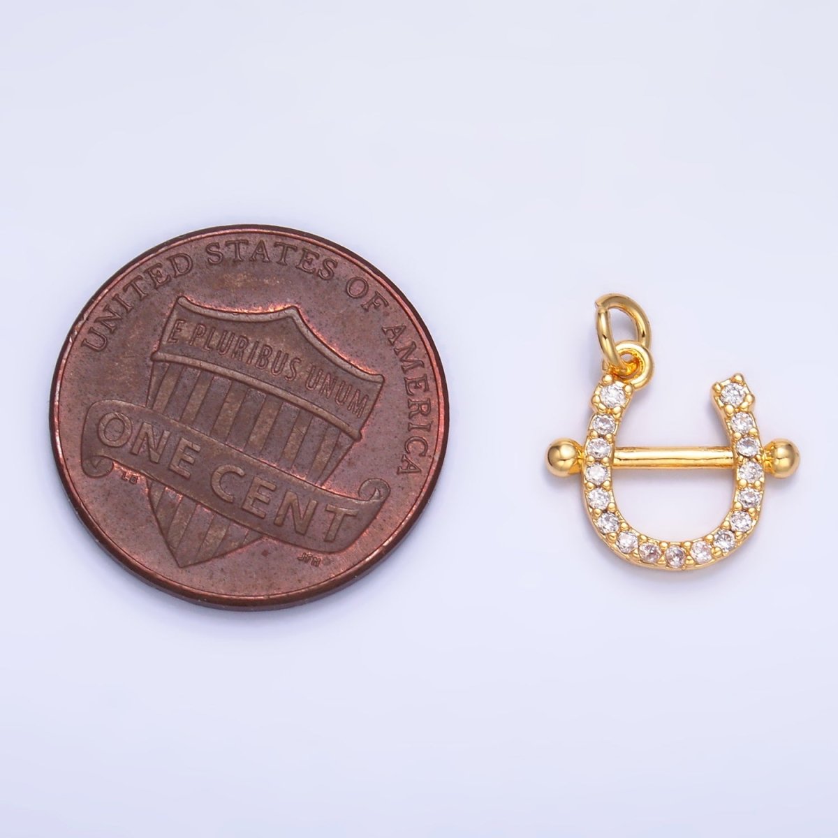 24K Gold Filled Micro Paved CZ Horseshoe Charm in Gold & Silver | W375