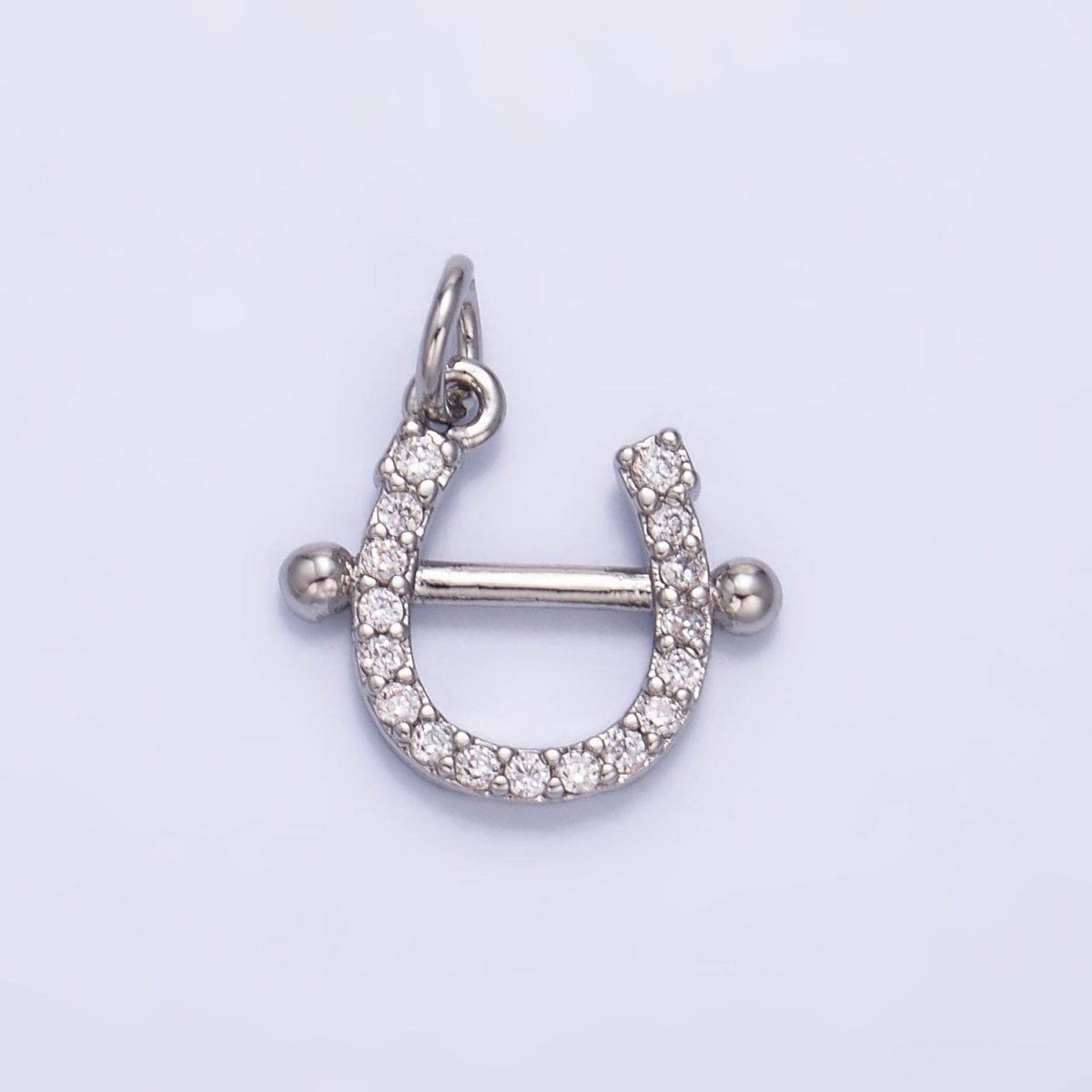 24K Gold Filled Micro Paved CZ Horseshoe Charm in Gold & Silver | W375