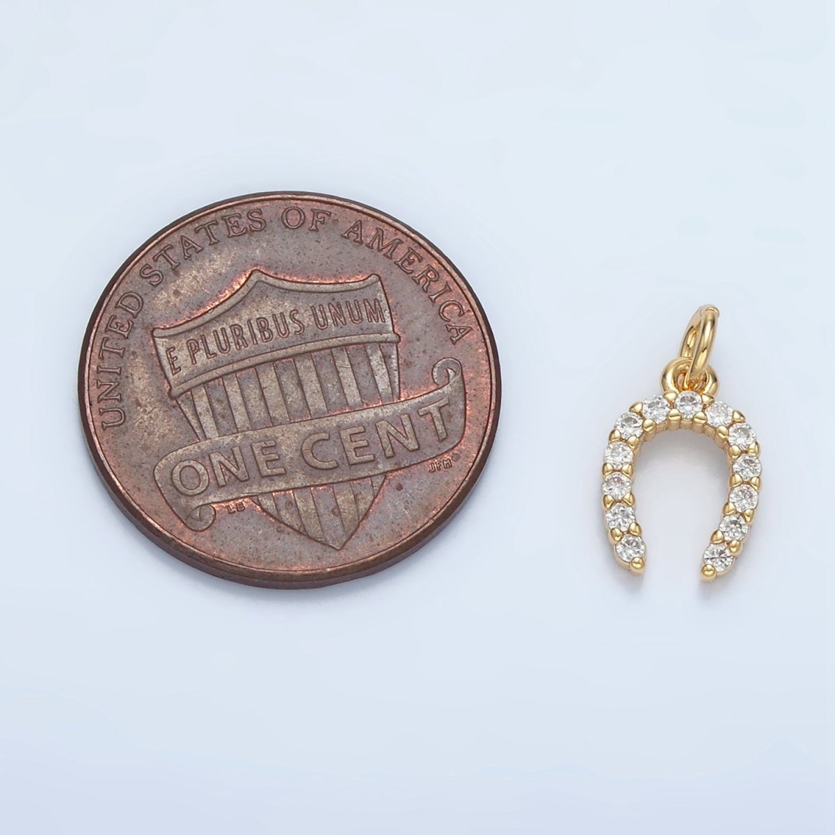 24K Gold Filled Micro Paved CZ Horseshoe Mini Charm in Gold & Silver | X591
