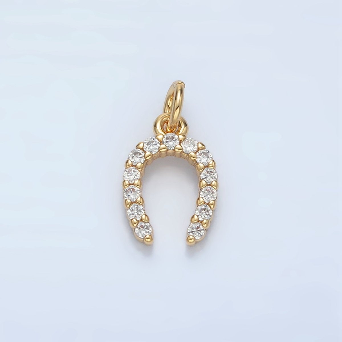 24K Gold Filled Micro Paved CZ Horseshoe Mini Charm in Gold & Silver | X591