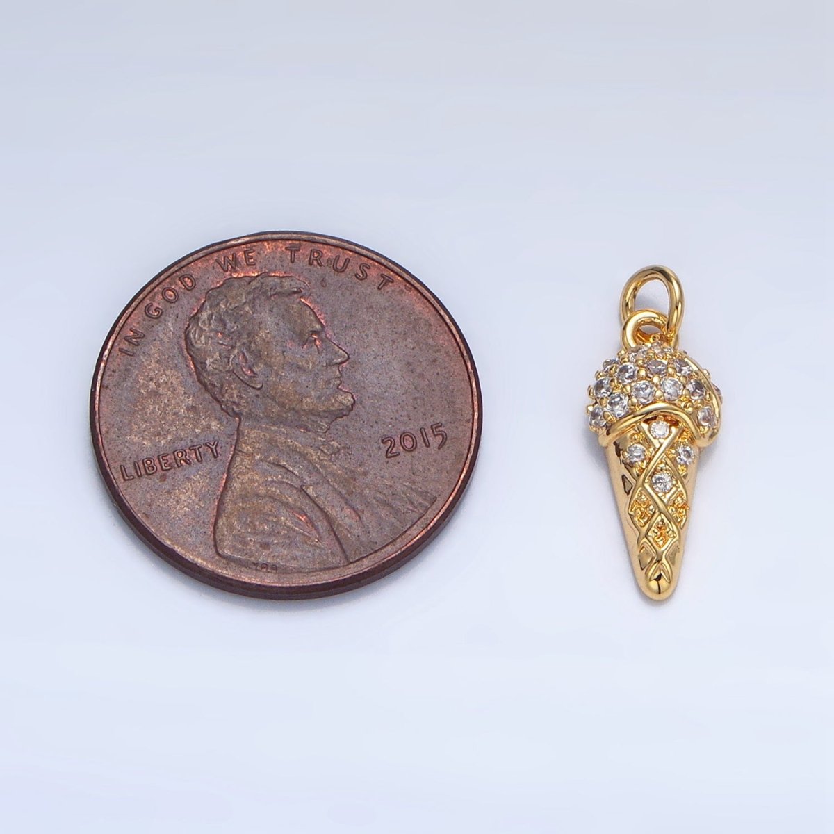 24K Gold Filled Micro Paved CZ Ice Cream Dessert Charm | X598 - DLUXCA