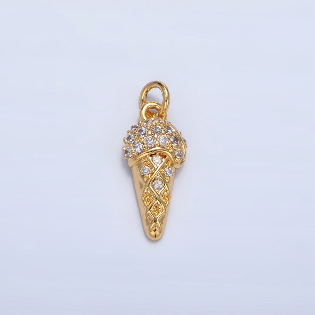 24K Gold Filled Micro Paved CZ Ice Cream Dessert Charm | X598 - DLUXCA