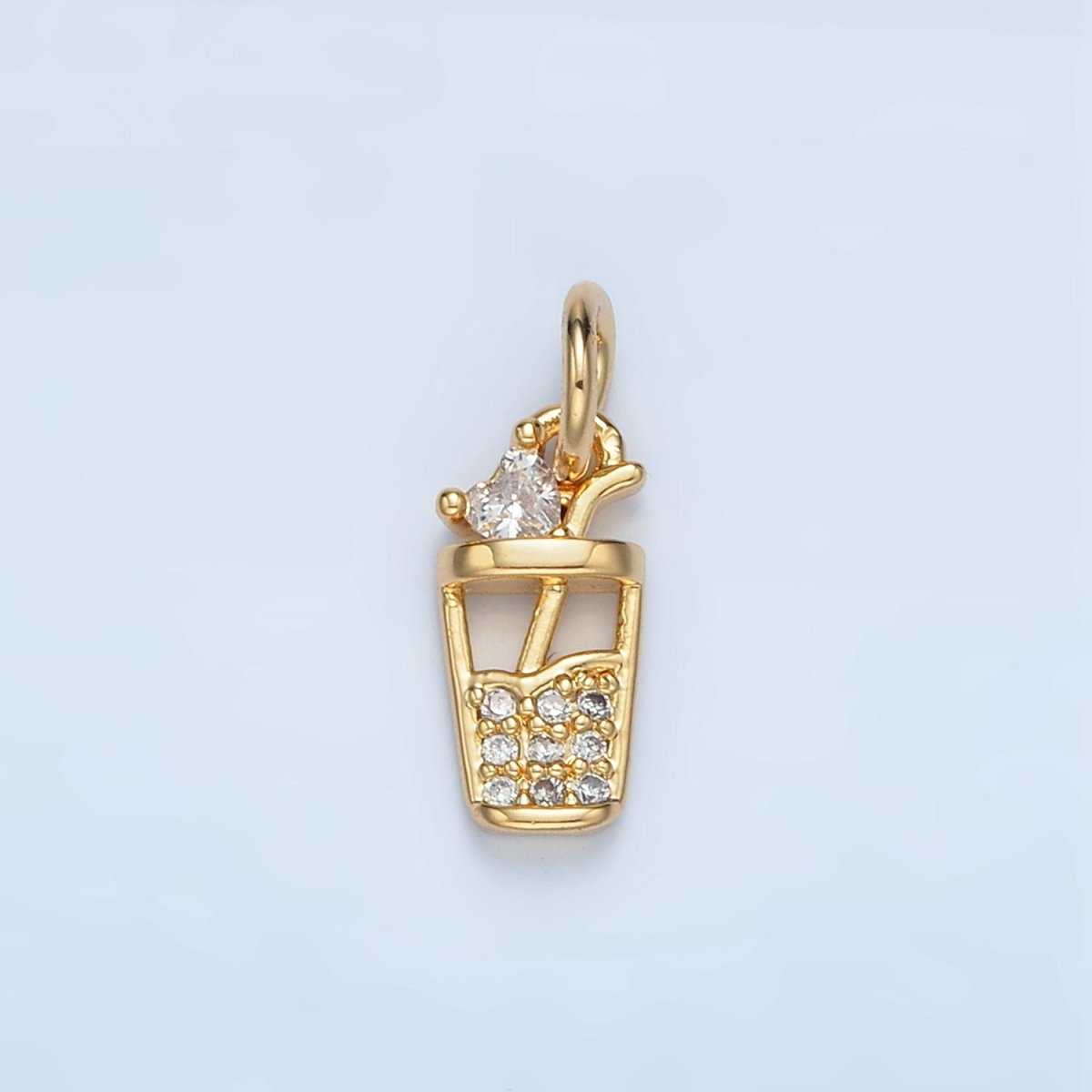 24K Gold Filled Micro Paved CZ Iced Drink Charm | E914 - DLUXCA
