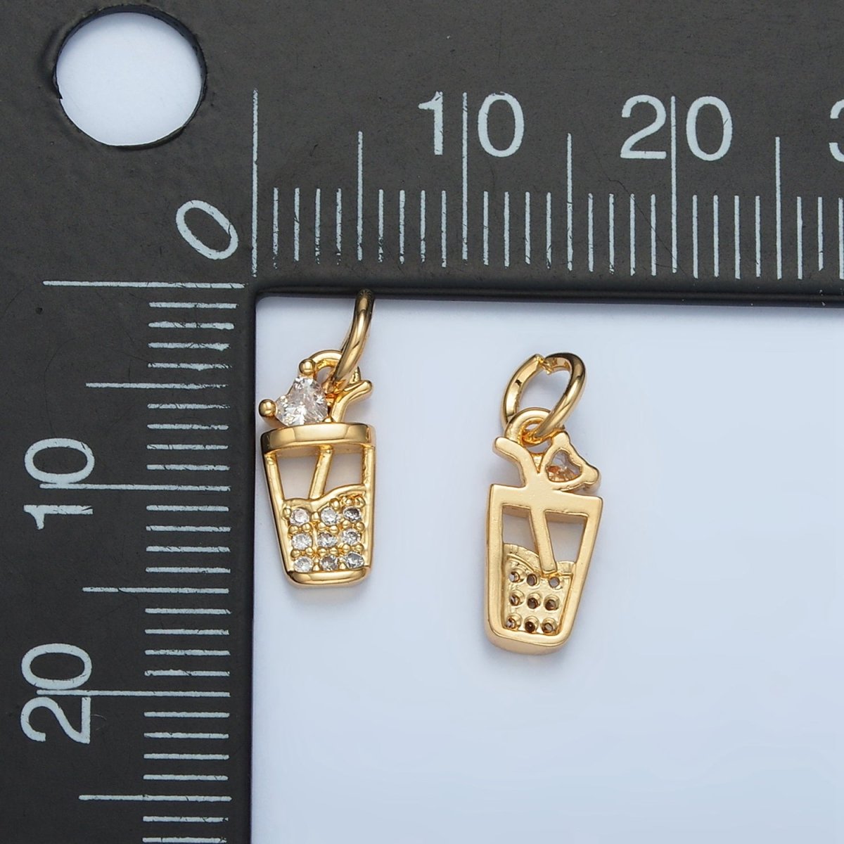24K Gold Filled Micro Paved CZ Iced Drink Charm | E914 - DLUXCA