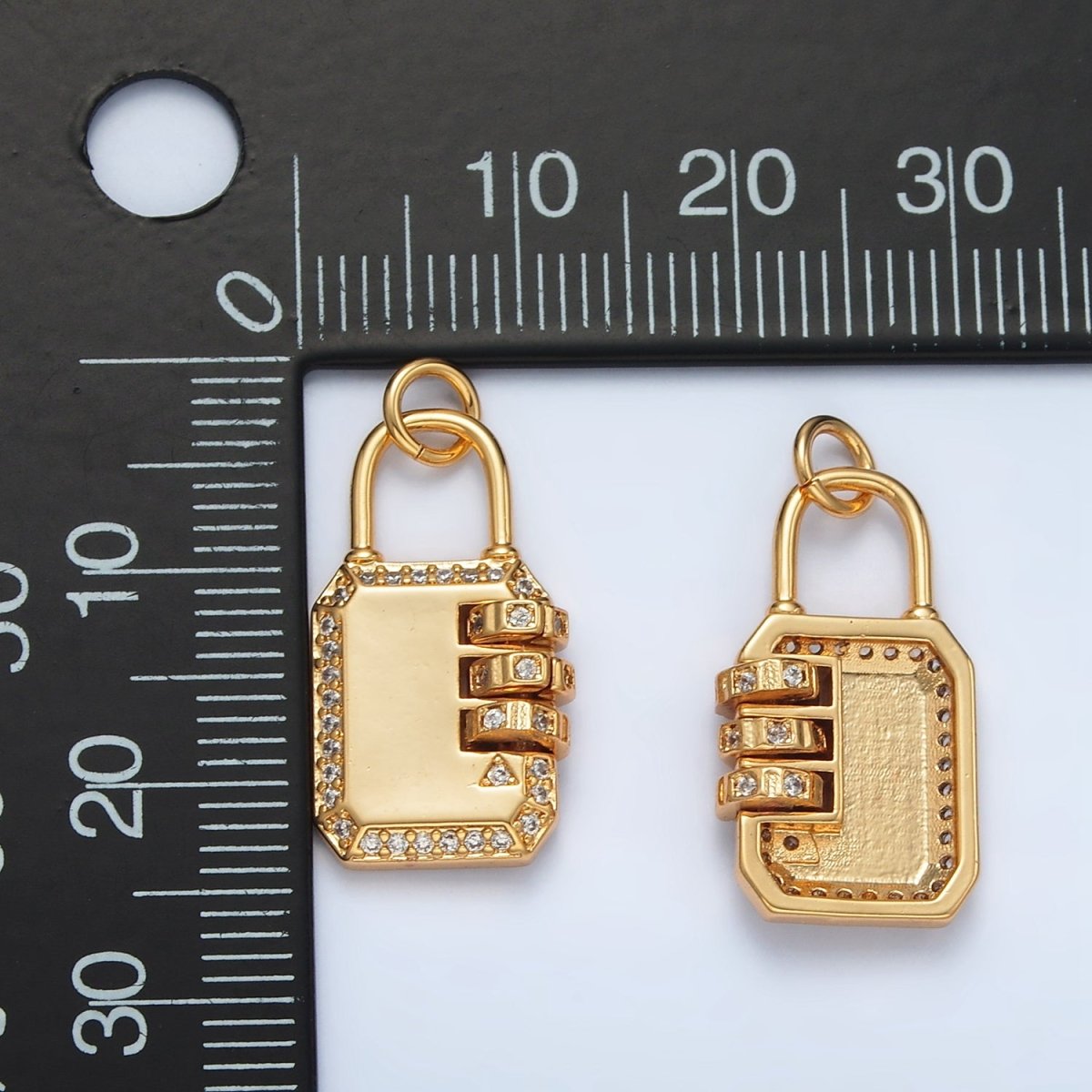 24K Gold Filled Micro Paved CZ Keylock Travel Charm | AG928 - DLUXCA