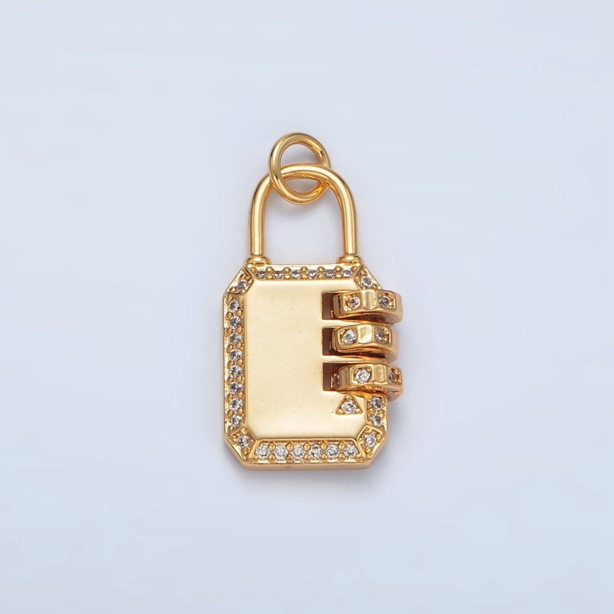 24K Gold Filled Micro Paved CZ Keylock Travel Charm | AG928 - DLUXCA