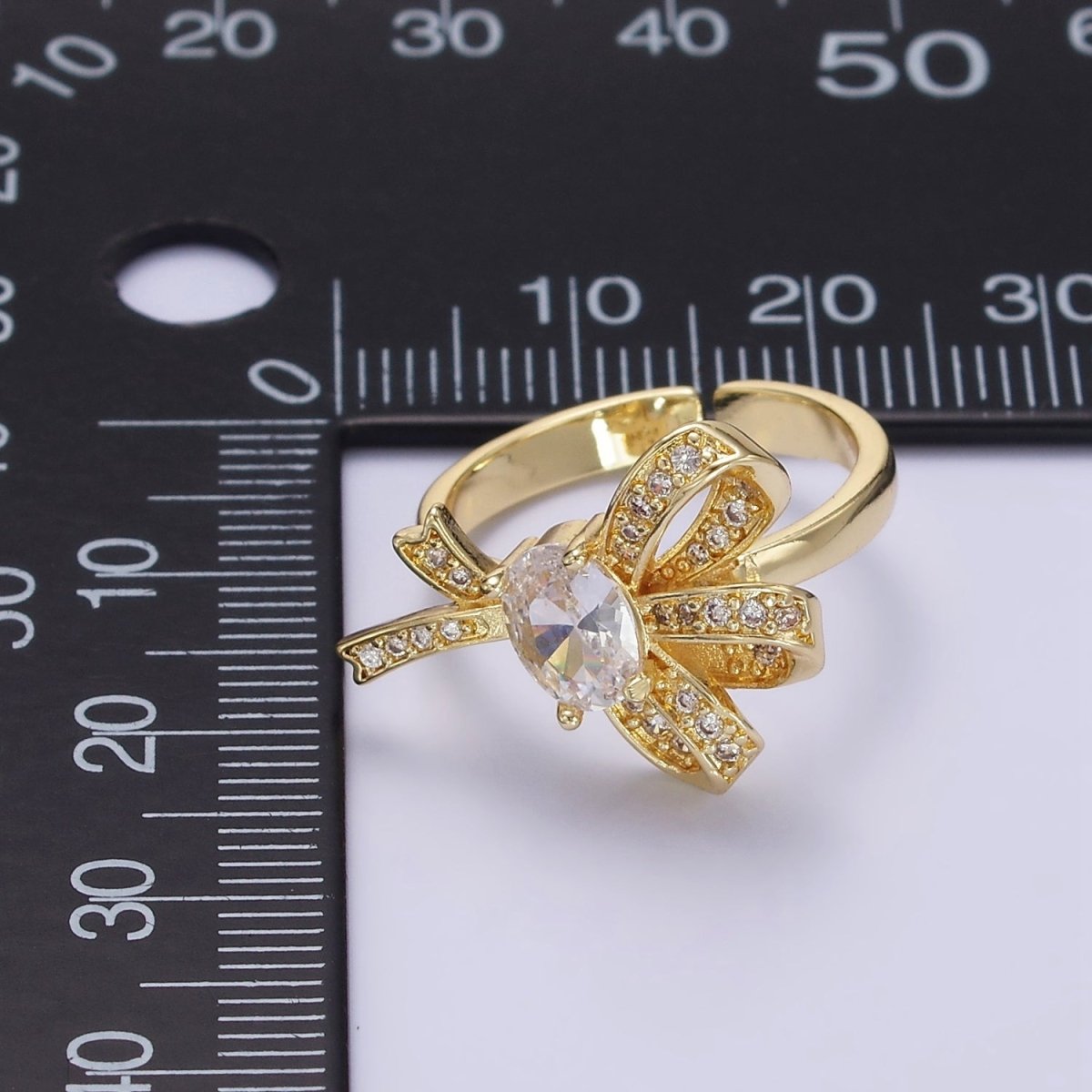 24K Gold Filled Micro Paved CZ Knot Ribbon Bow Ring in Gold & Silver | R402 R403